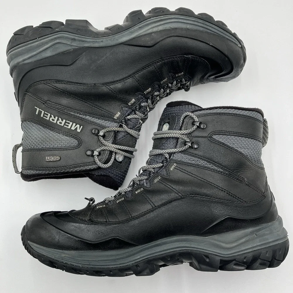 Merrell Thermo Chill Mid Black Waterproof Boots Insulated Hiking Men's Size 10.5
